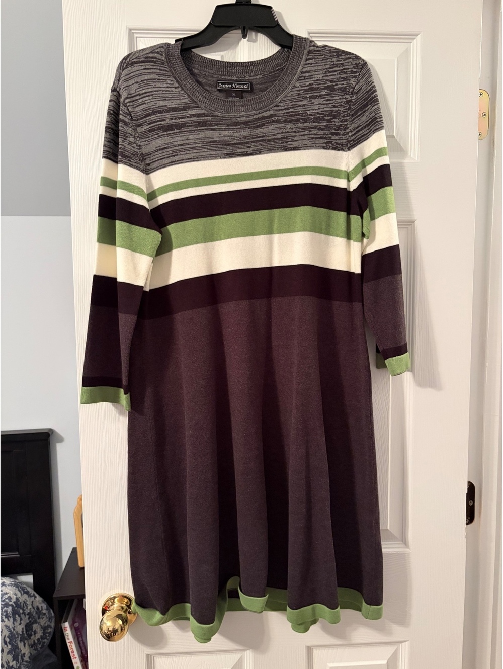 Jessica Howard Striped long sleeve sweater dress - XL